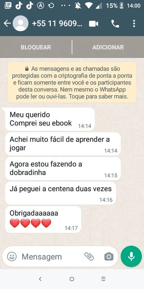 Print da conversa de WhatsApp do depoimento 2