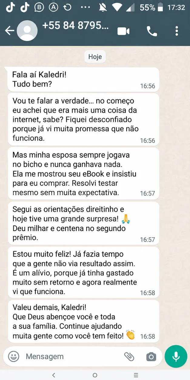 Print da conversa de WhatsApp do depoimento 3