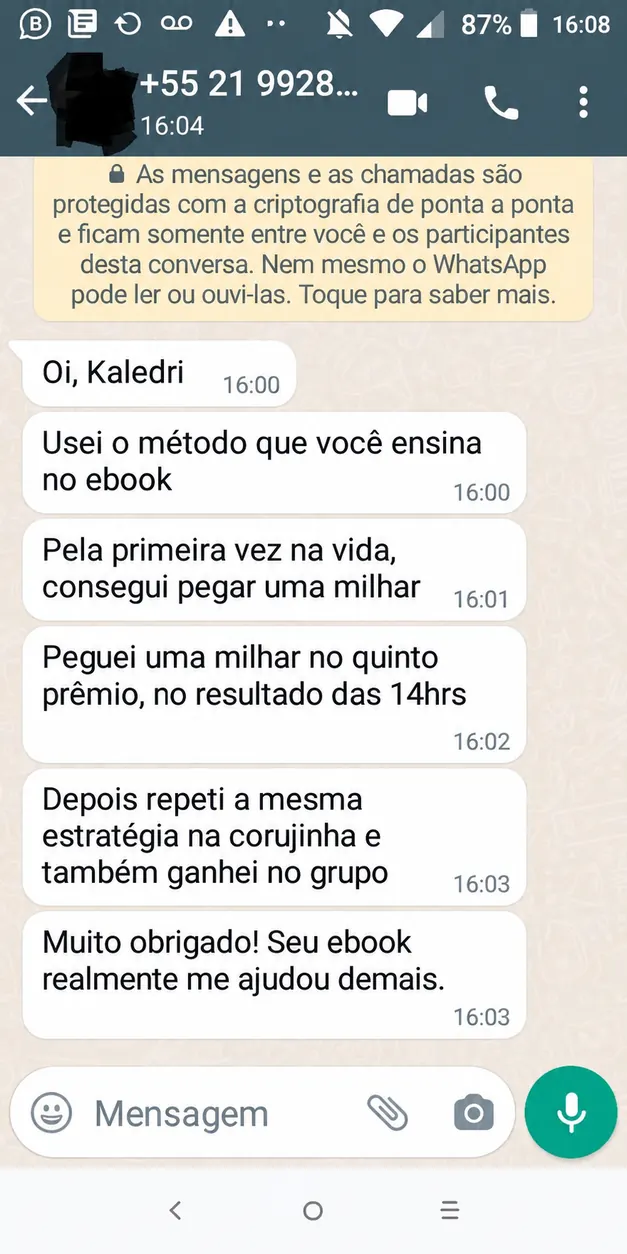 Print da conversa de WhatsApp do depoimento 4